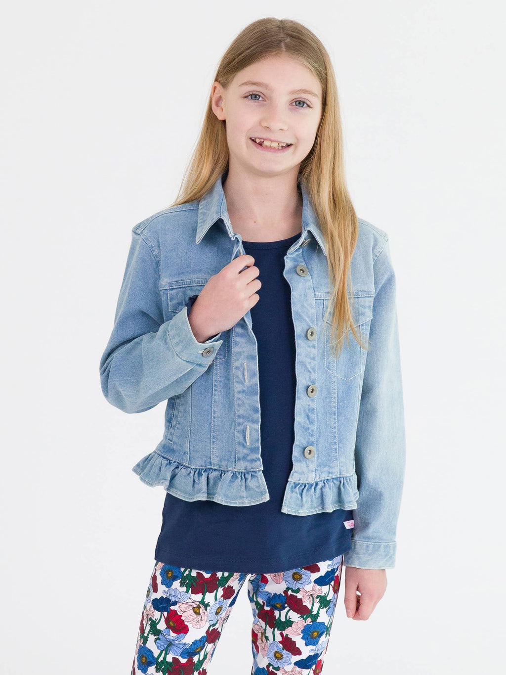 RuffleButts + RuggedButts - Girls Light Wash Jacket
: Blue / 3T