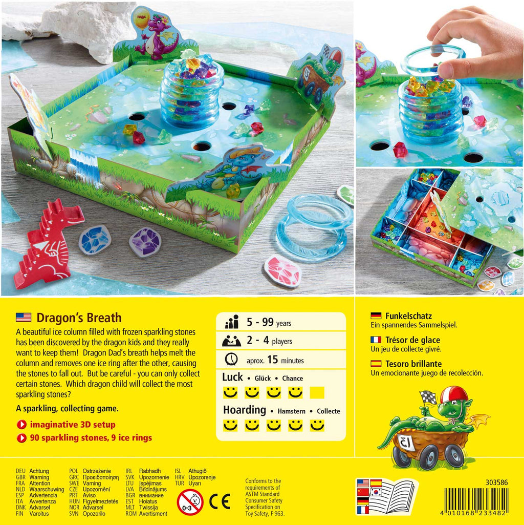 Dragon's Breath Game with colorful sparkling stones and ice rings, featuring an imaginative 3D setup for engaging and playful collecting fun for children and families.