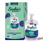Sophie's Organics - Cool (6 Pack) featuring blueberry and banana purée in soft squeeze pouches for babies 6 months and older, perfect for cozy baby essentials and mom life essentials.