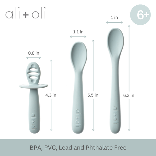 Ali+Oli - Ali+Oli (3-pc) Multi Stage Spoon Set for Baby (Blue) 6m+