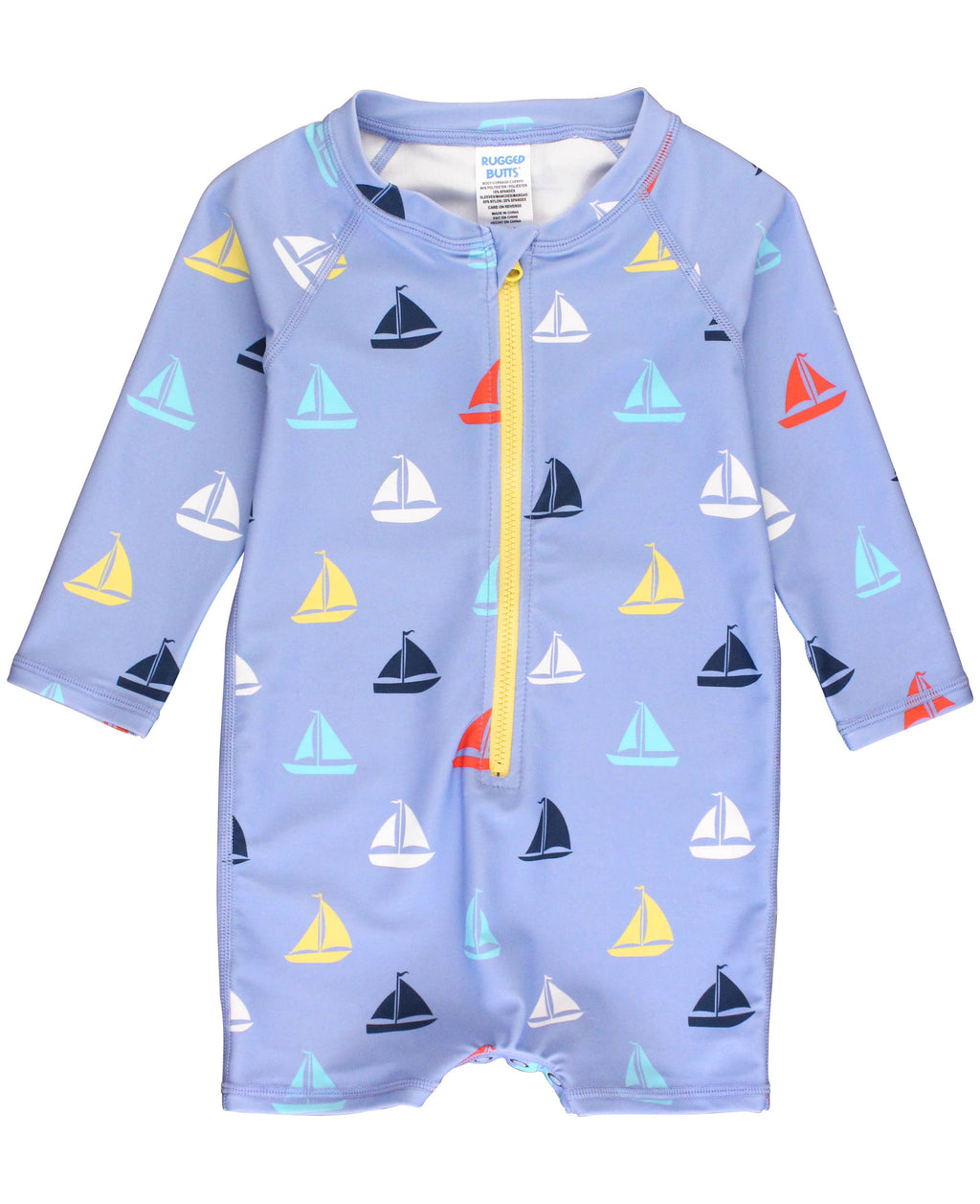 RuffleButts + RuggedButts - Baby Boys Down By The Bay Long Sleeve One Piece Rash Guard Swimsuit
: Blue / 2T