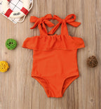 Fennco Styles - Orange Ruffle One-Piece Toddler Girl Swimsuit: 1-2T