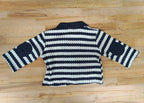 Fennco Styles - Blue Stripe Tuxedo Boy Romper & Jacket: 12-18m