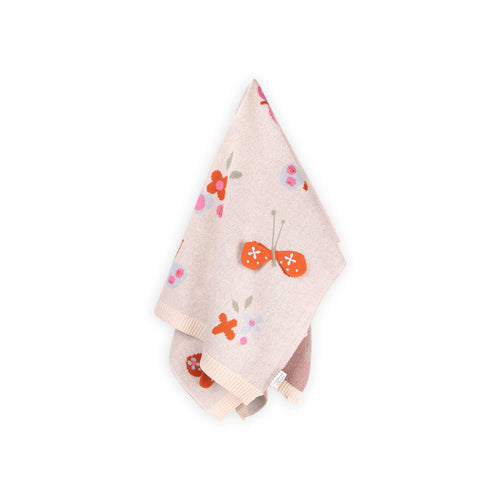 Viverano Organics - Butterfly 3D - Organic Cotton Jacquard Knit Baby Blanket: Natural, featuring soft breathable fabric with charming butterfly and floral designs, perfect for cozy baby essentials in a curated children’s boutique. Stylish Essentials for Little Ones & Moms.