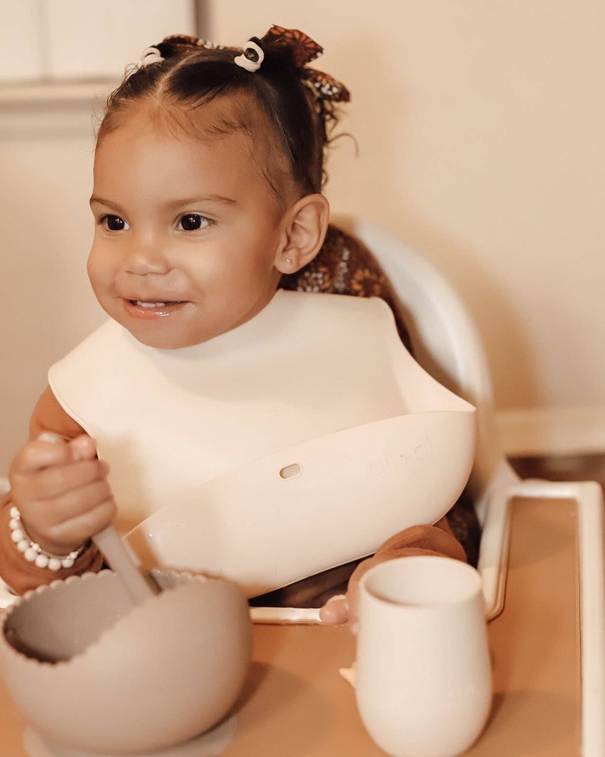 Ali+Oli - Bunny Face Silicone Open Cup for Baby & Toddler (Coconut)