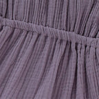 Fennco Styles - Front Tie Bowknot Gauze Cotton Girl Dress: Purple / 1-2T