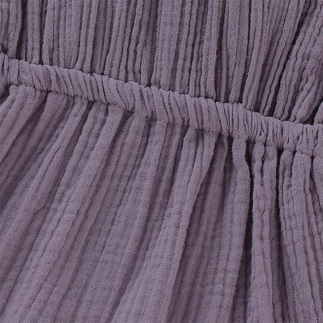 Fennco Styles - Front Tie Bowknot Gauze Cotton Girl Dress: Purple / 1-2T