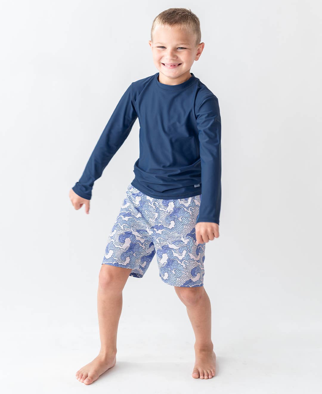 RuffleButts + RuggedButts - Boys Ocean Camo Swim Trunks
: Blue / 3T