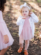 RuffleButts + RuggedButts - Girls Off-White Sweater Knit Ruffle Trim Cardigan
: White / 4T