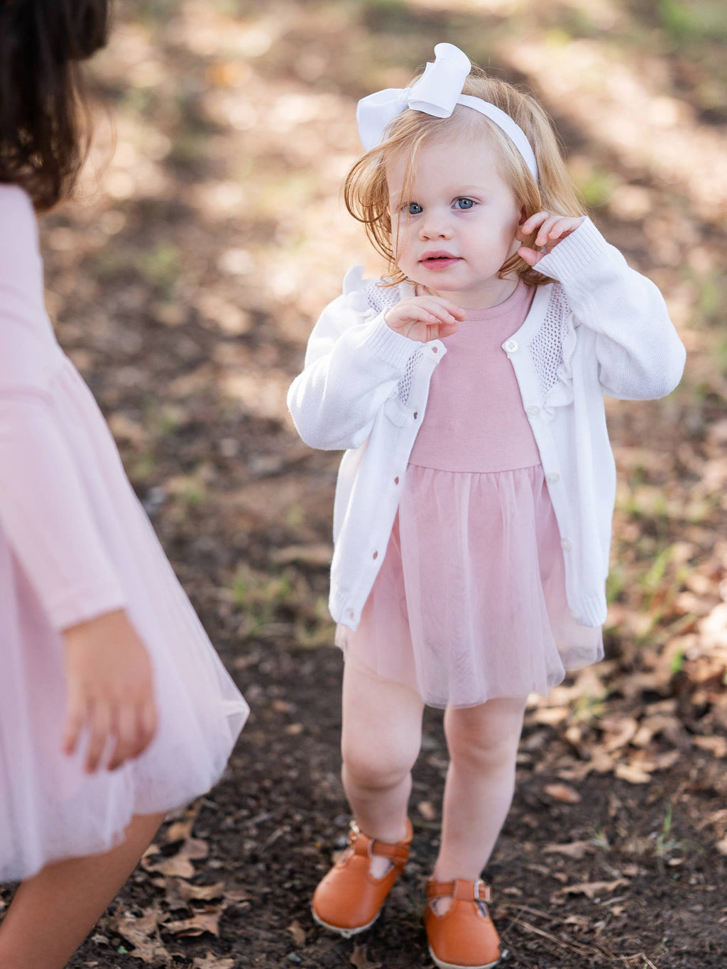 RuffleButts + RuggedButts - Girls Off-White Sweater Knit Ruffle Trim Cardigan
: White / 3T