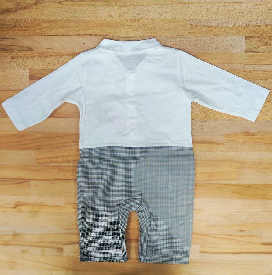Fennco Styles - Houndstooth 3D Bowtie Baby Tuxedo Jacket & Romper : 12-18m