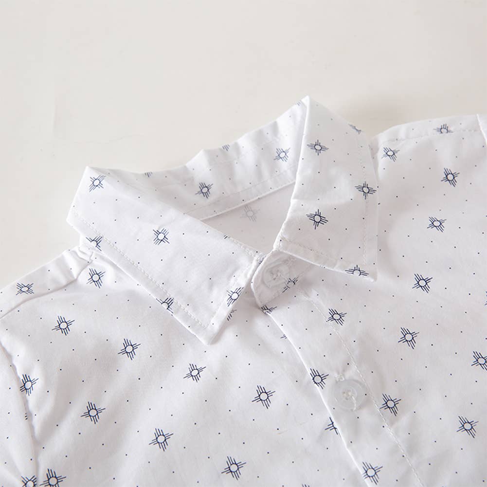 Fennco Styles - White Sun Boy Cotton Button-Down Shirt - Size 6-12m