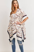 Love and Repeat - TASSEL LINE PRINTED OPEN FRONT KIMONO: MULTI