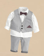 Fennco Styles - Grey & White 4pcs Tuxedo Boy Outfit: 1-2T
