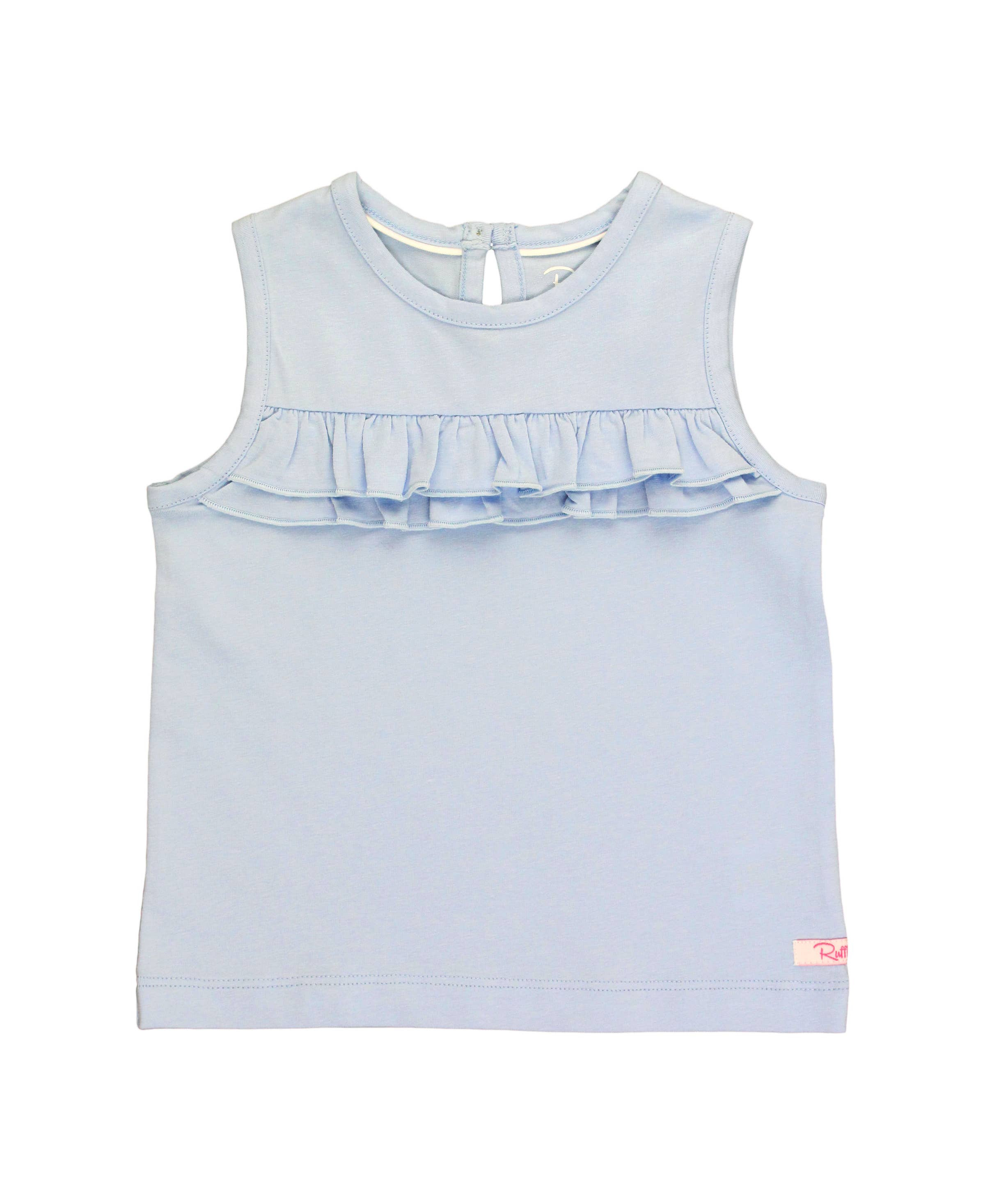 RuffleButts + RuggedButts - Girls Windsurfer Blue Knit Ruffle Trim Tank
: Blue / 6-12m