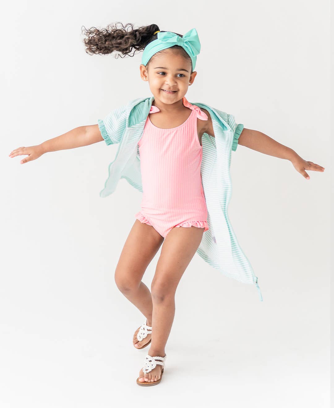 RuffleButts + RuggedButts - Girls Pink Tie Shoulder One Piece Swimsuit
: Pink / 2T