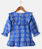 Fennco Styles - Blue Patterned Ruffle Girl Dress: 2-3T