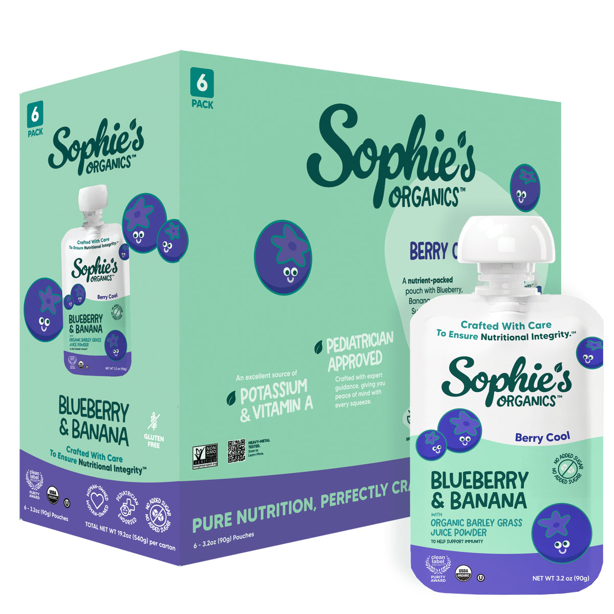 Snack Pouches - Organic - Berry Cool - 6 Pack
