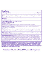 California Baby - Therapeutic Relief™ Eczema Shampoo & Bodywash drug facts label detailing active ingredients, usage instructions, warnings, and certification of organic ingredients for gentle, soothing care.