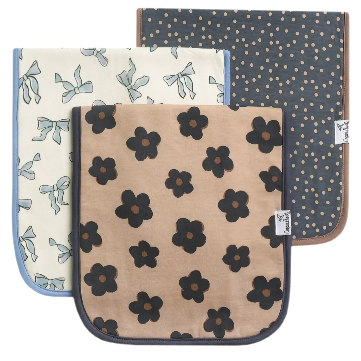 Premium Burp Cloths - Gemma In Tan - 3 Piece Set