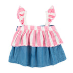 Miki Miette - Chambray Anya Tank Top & Starburst Lucia Wide Leg Pants - Two Piece Set - 4T
