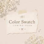 Neutral beige torn paper with handwritten style text reading "Color Swatch Coming Soon," surrounded by delicate white dried flowers and small decorative doodles for Supreme Lash Mascara.