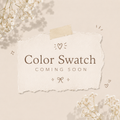 Neutral beige torn paper with delicate floral accents and handwritten-style text reading "Color Swatch Coming Soon" for Lasting Foundation SPF 12 from SophistiKids Boutique.