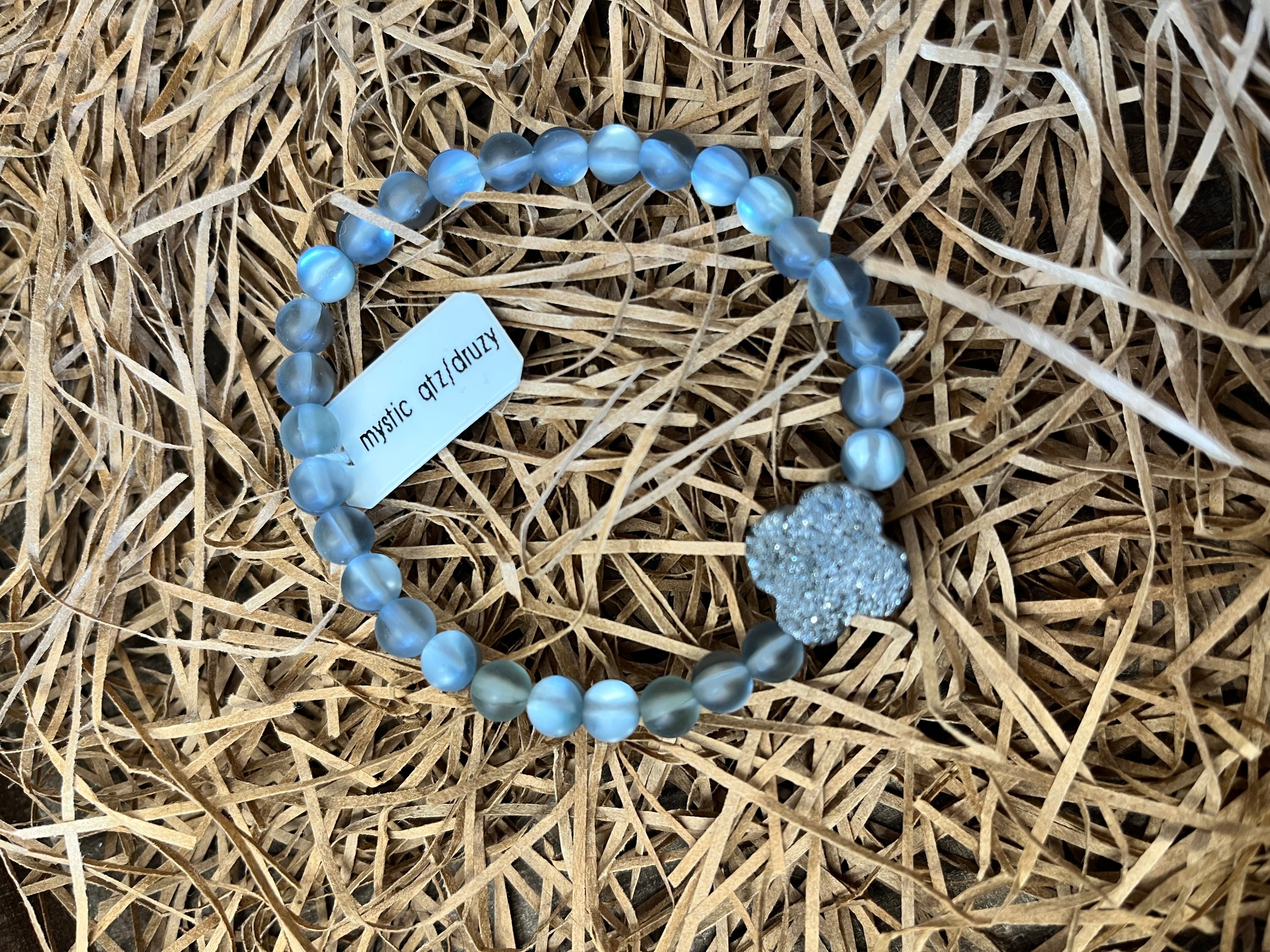 Stretch Bracelet ~ Mystic Quartz & Druzy Gemstone