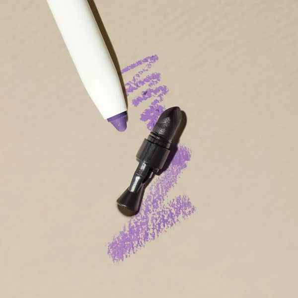 All-Day Gel Eyeliner (Limited-Edition) in vibrant purple with a smudger tool on a neutral background, showcasing a smooth, blendable texture for stylish kids clothing and mom life essentials.