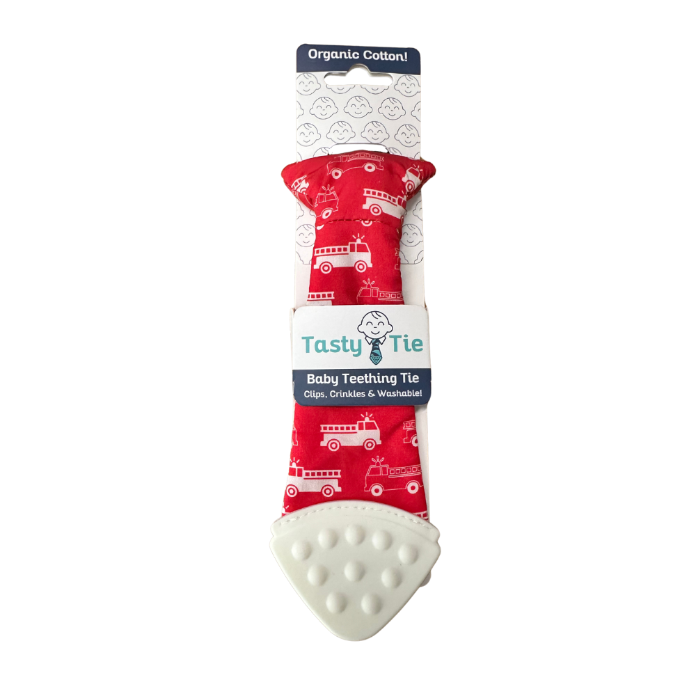 Tasty Tie® - Tasty Tie Teether, Crinkle Toy, Baby Boy Gift: Firetruck