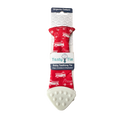 Tasty Tie® - Tasty Tie Teether, Crinkle Toy, Baby Boy Gift: Firetruck featuring a red fabric teething tie with white firetruck prints, made from organic cotton, designed for baby comfort and safe sensory play.