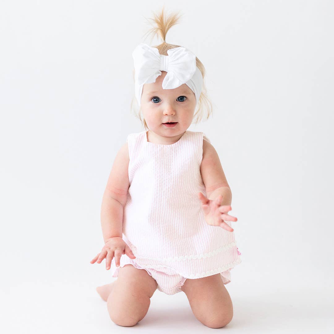 RuffleButts + RuggedButts - Baby Girls Pink Seersucker Ric Rac Swing Top & Bloomer Set
: Pink / 12-18m