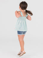 RuffleButts + RuggedButts - Girls Retro Stripe Smocked Tank Top: Brown / 18-24m