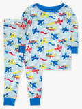 RuffleButts + RuggedButts - SoftSnooze™ Kids Bamboo Viscose Plane Parade Long Sleeve Pajama Set featuring colorful planes on soft breathable fabric, perfect cozy kids sleepwear from a curated children’s boutique.