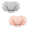 RaZbaby - Keep-it-kleen Pacifier 2PK - Grey & Pink featuring two soft, neutral-colored pacifiers designed for modern baby comfort and style, perfect for curated children’s boutique selections.