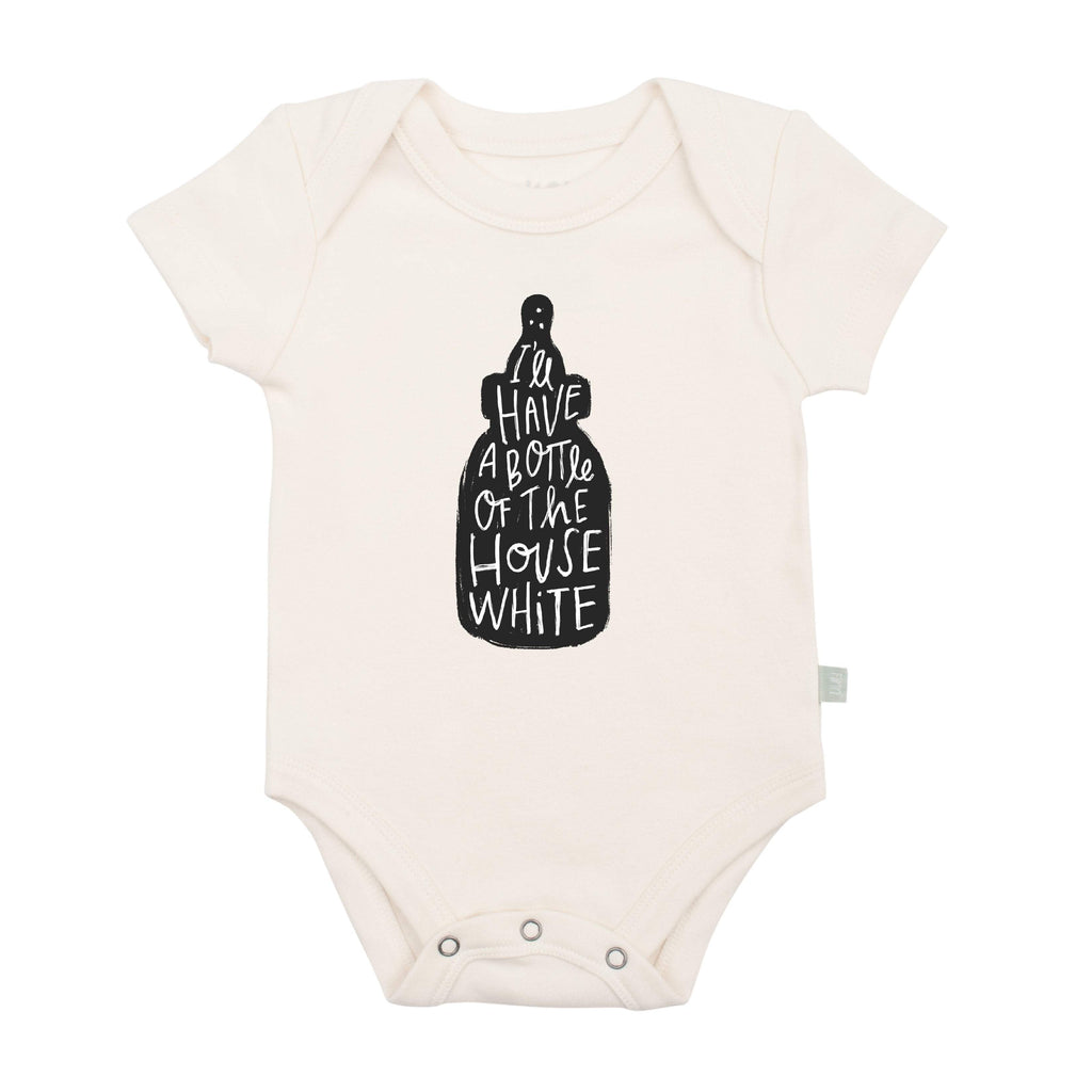 Finn + Emma - Baby graphic organic bodysuit | I'll have a Bottle of the House White: 6-9m