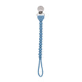 Itzy Ritzy - Sweetie Strap™ Silicone One-Piece Pacifier Clips: Blue Beaded featuring a stylish and safe blue silicone bead design with a metal clip, perfect for modern baby accessories and mom life essentials.