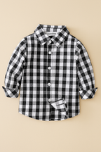Fennco Styles - Black & White Plaid Cotton Button-Down Shirt – Baby Toddler: 110/3-4T
