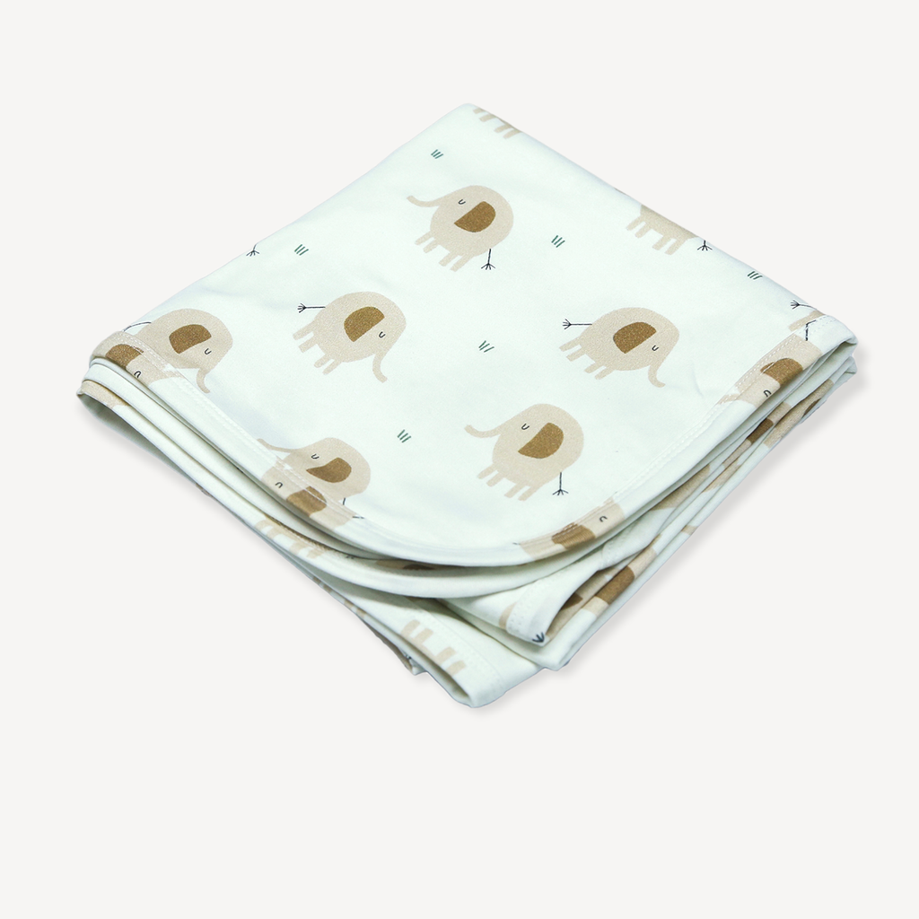 Viverano Organics - Elephant Reversible Baby Blanket (Organic Jersey): Natural