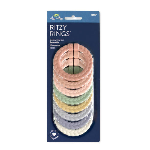 Itzy Ritzy - Bitzy Bespoke Itzy Rings™ Linking Ring Set: Rainbow in soft pastel colors, designed for stylish kids clothing and baby accessories from a curated children’s boutique.