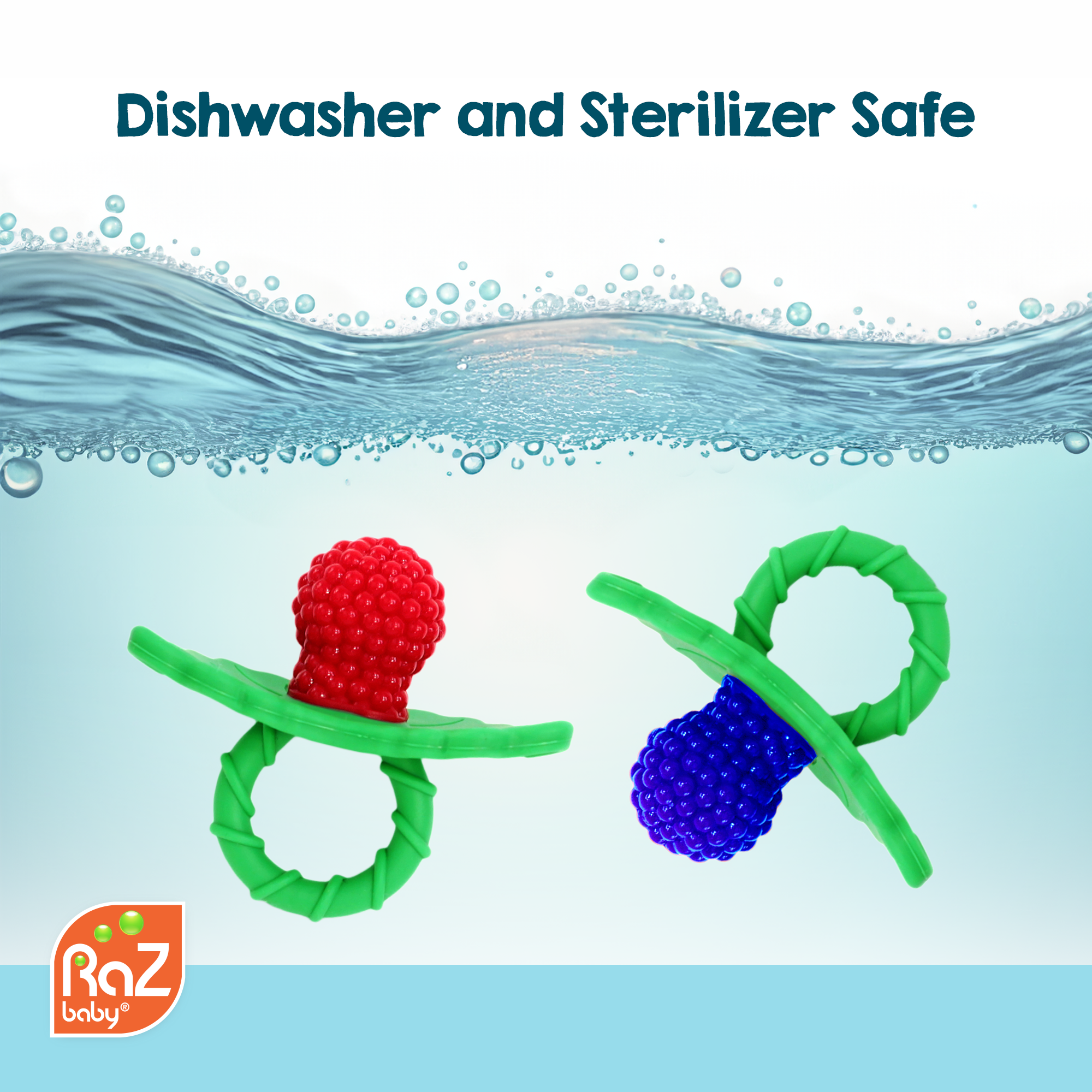 RaZbaby - RaZberry Silicone Teether 2PK - Red & Dark Blue