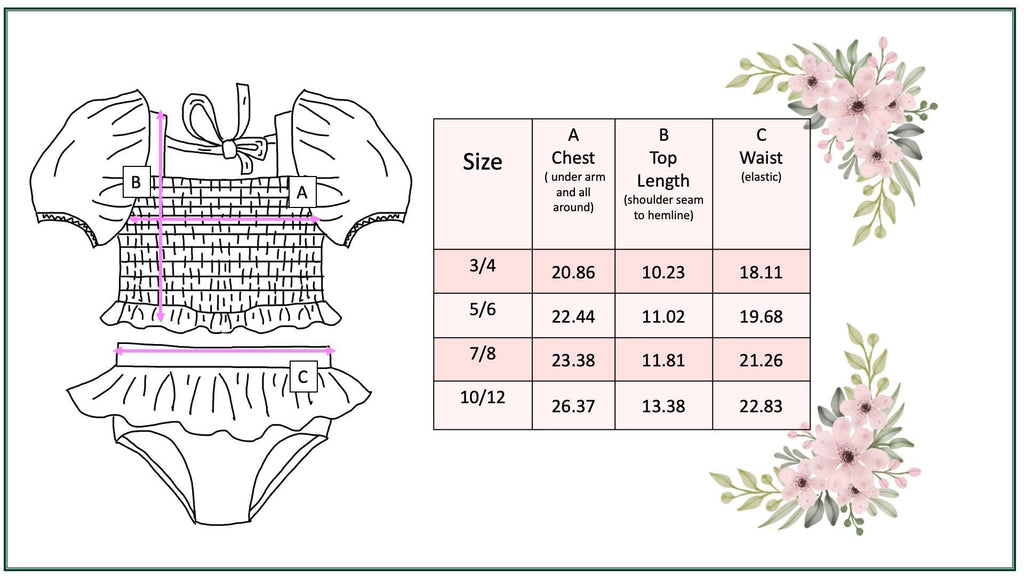 Adorable Sweetness - Girls Retro Checkered Flower Power 2 Piece Skirted Swimsuit