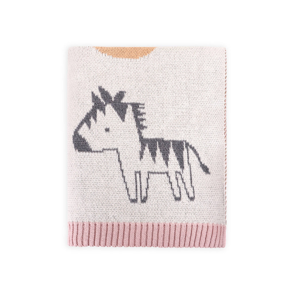 Viverano Organics - Alphabet Blush - Organic Jacquard Sweater Knit Baby Blanket: Natural/Pink / One Size