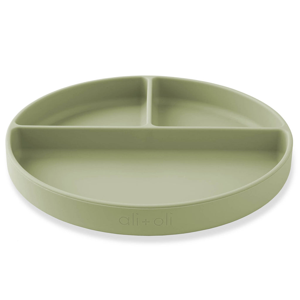 Ali+Oli - Baby Plate with Suction and  Divided Portions (Sage)