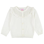 RuffleButts + RuggedButts - Girls Off-White Sweater Knit Ruffle Trim Cardigan
: White / 2T