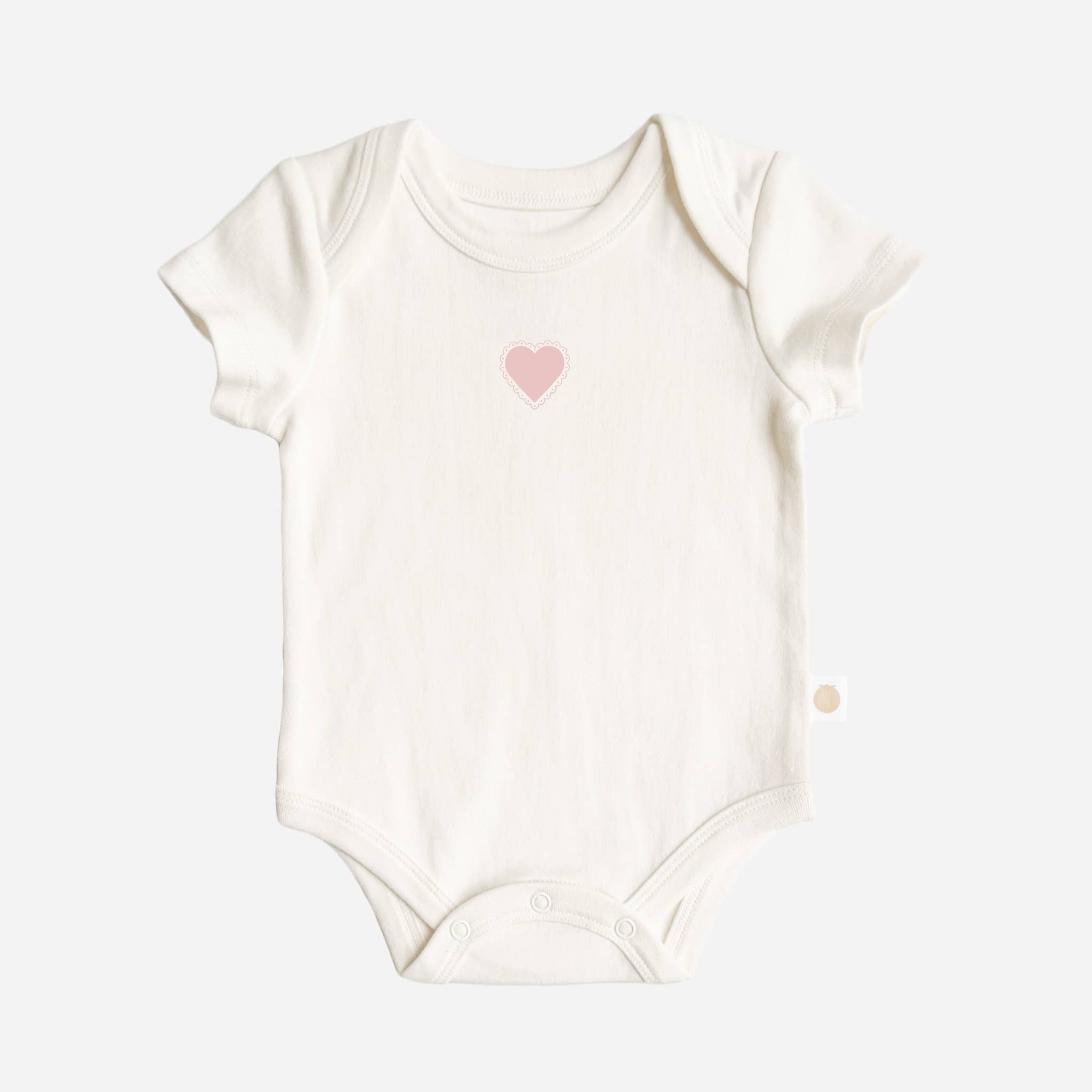The Blueberry Hill - Onesie Pink Heart Baby Bodysuit Organic Graphic Tee Gift - 0-6m