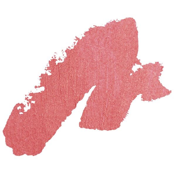 Smudge of pearly peach lipstick shade on white background showcasing color texture for Merle Norman Cosmetics - Age Defying+ Lipcolor.