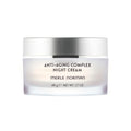 Anti-Aging Complex Night Cream in a frosted jar with silver lid, designed for mom life essentials and skincare routines promoting youthful skin.