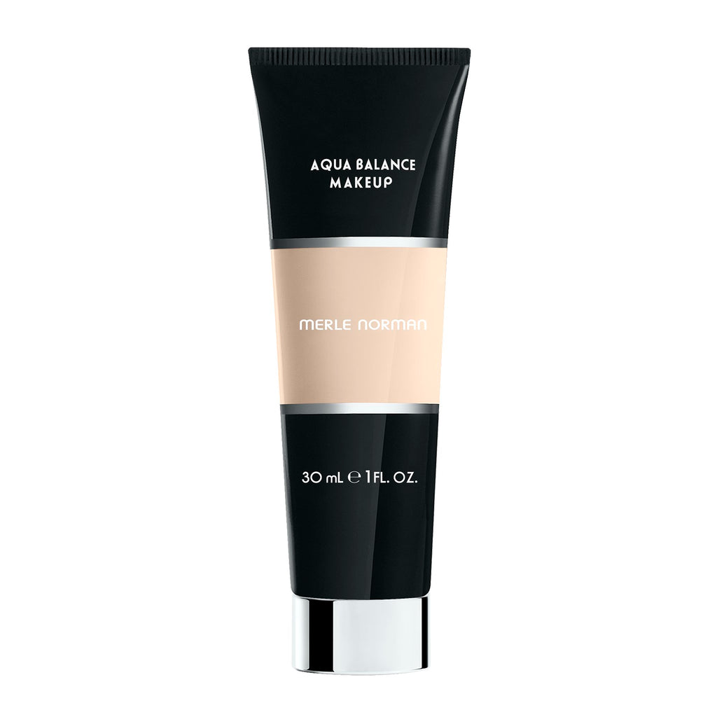 Tube of Aqua Balance Makeup in neutral beige shade, featuring sleek black and silver packaging, ideal for modern mom life essentials and stylish kids clothing boutiques.