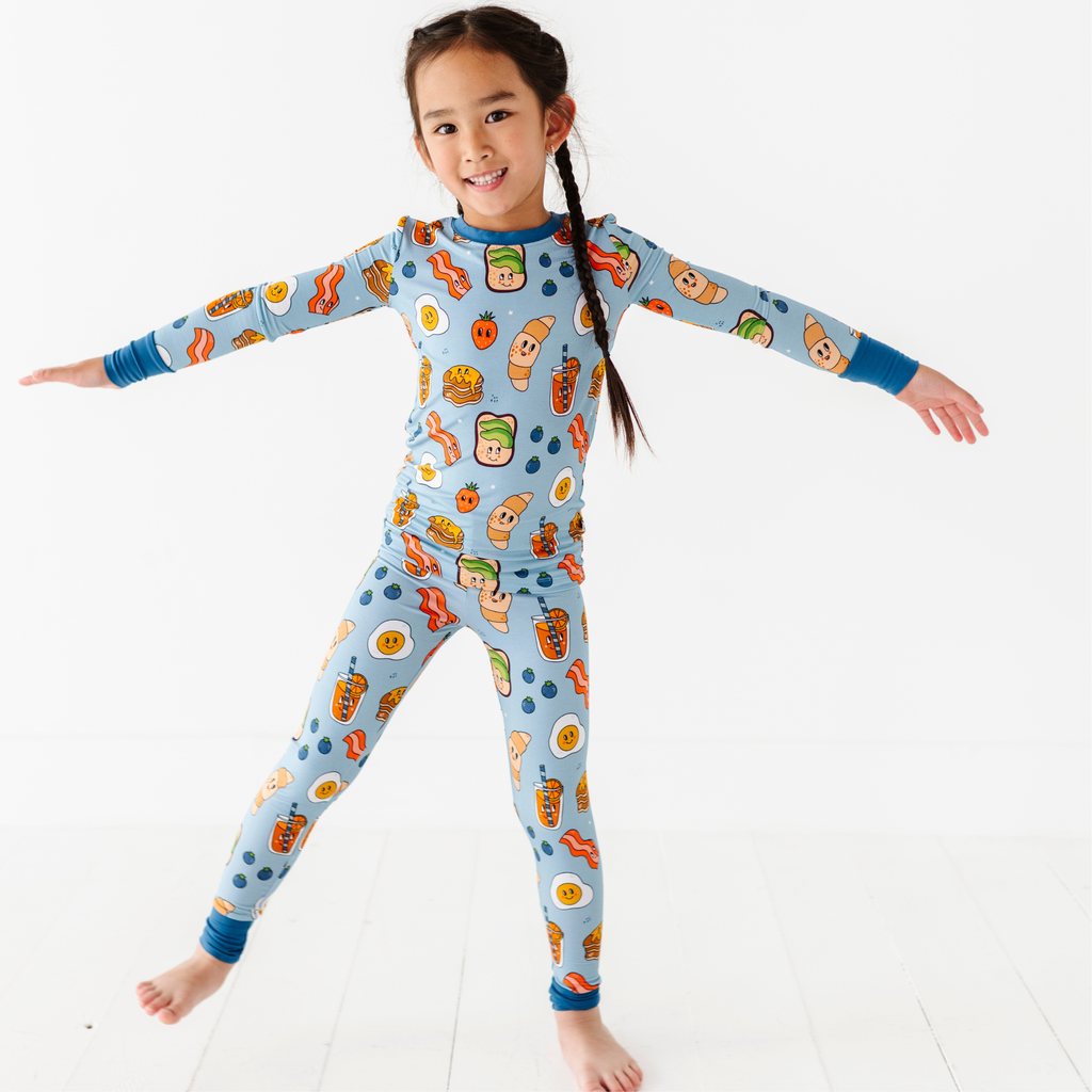 Kiki + Lulu - Blue Breakfast Kids Pajamas: 5/6T